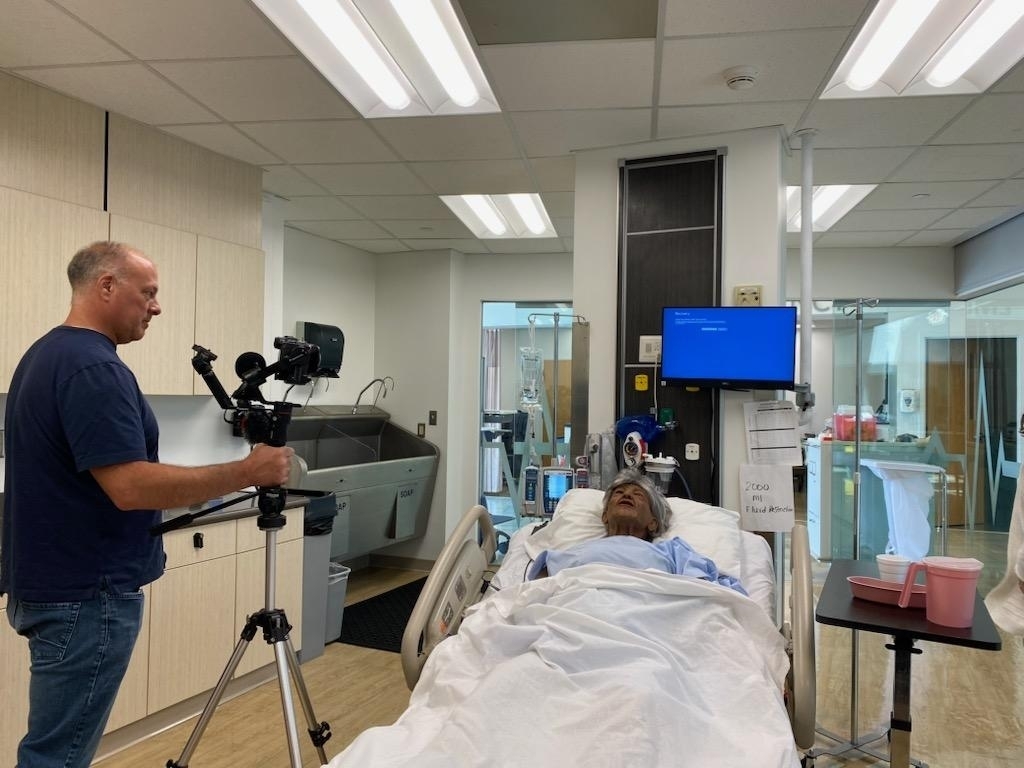 Jim recording in the Healthcare lab at Ivy Tech Anderson. 
